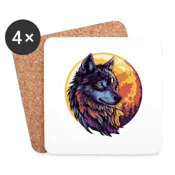 Wolf Mond - Untersetzer (4er-Set) - Weiß - Vorne