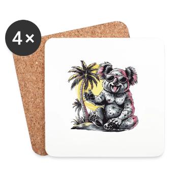 Koala Island Palm Tree - Coasters (set of 4) - white - Front