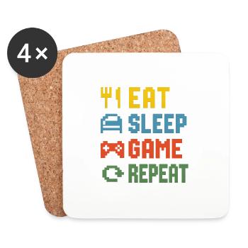 Eat Sleep Game Repeat - Coasters (set of 4) - white - Front