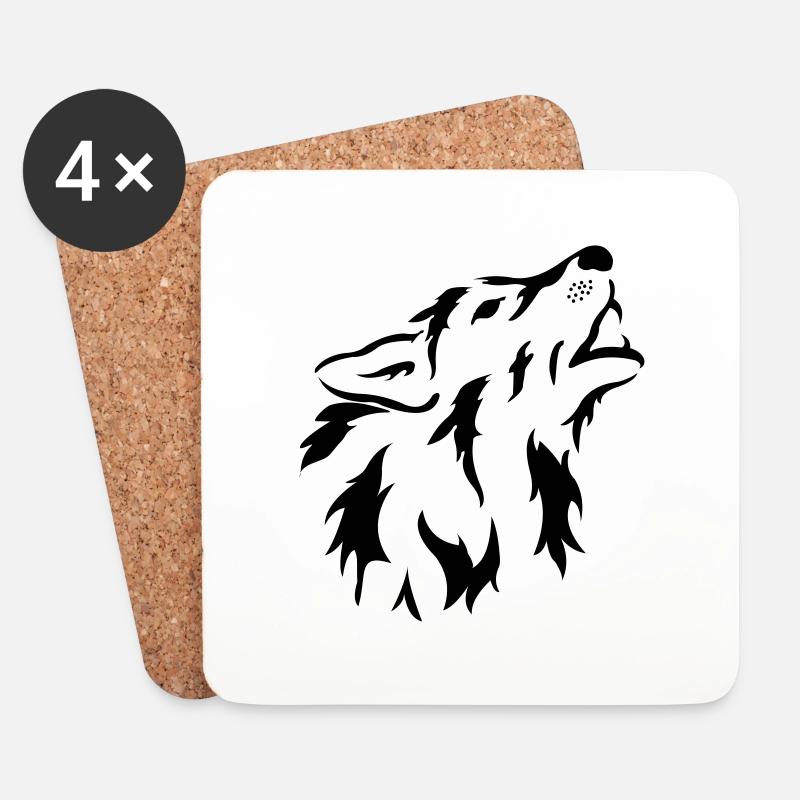 Wolf T Shirt selber gestalten - Untersetzer (4er-Set) - Weiß