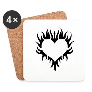 Tribal tattoo heart - Untersetzer (4er-Set) - Weiß - Vorne