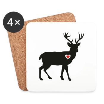 elk hirsch elch blitz thunder - Coasters (set of 4) - white - Front
