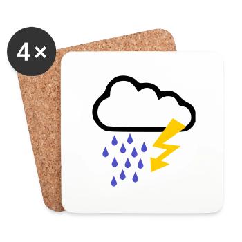 Weather - Thunder Storm - Rain - Coasters (set of 4) - white - Front
