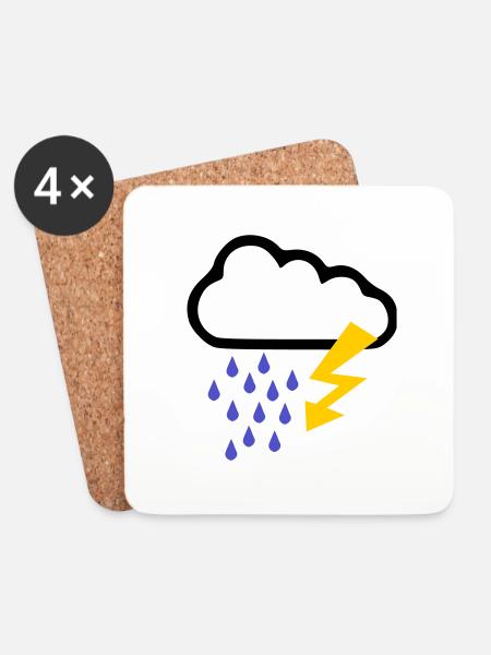 Weather - Thunder Storm - Rain - Coasters (set of 4) - white