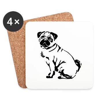 Mops Hunde Hund Pug Wilsigns - Untersetzer (4er-Set) - Weiß - Vorne
