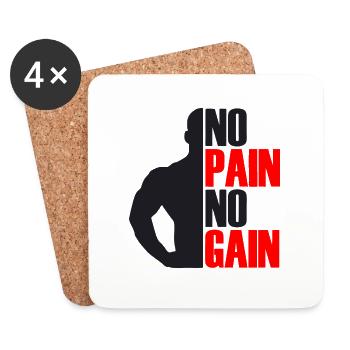 No Pain No Gain - Dessous de verre (lot de 4) - blanc - Devant