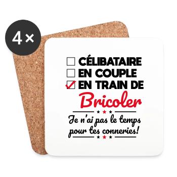 Bricolage - Pas le temps pour tes conneries - Dessous de verre (lot de 4) - blanc - Devant