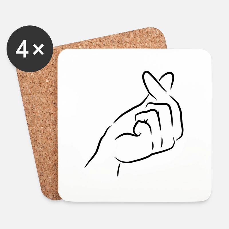 Finger Herz Koreanisch K Pop - Untersetzer (4er-Set) - Weiß