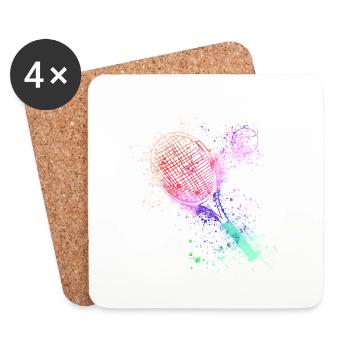 tennis,racket,ball,graffiti,blue,painting,colorful - Coasters (set of 4) - white - Front