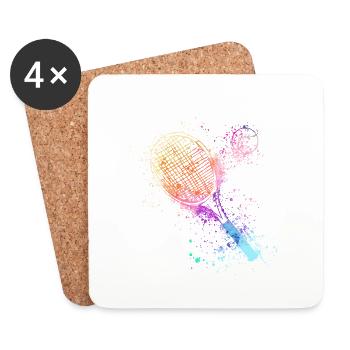 tennis,racket,ball,graffiti,blue,painting,colorful - Coasters (set of 4) - white - Front