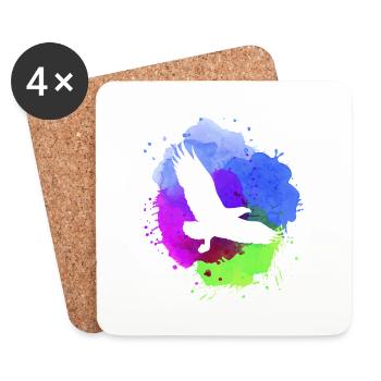 adler,graffiti ,malerei,aquarel,fliegen,vogel,blau - Untersetzer (4er-Set) - Weiß - Vorne