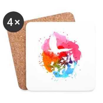 eagle,deaf,birds,flock of birds,colorful,graffiti, - Coasters (set of 4) - white - Front