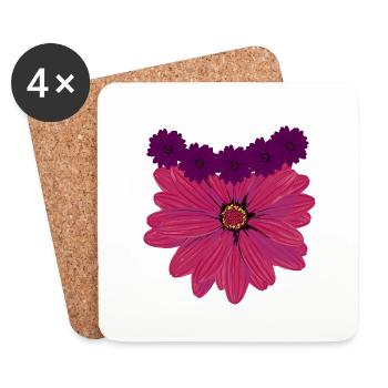 flowers,abstract,floral, graffiti,painting, flower - Coasters (set of 4) - white - Front
