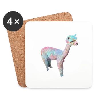Alpaka, Llama, lama, beige,graffiti,bunt,pastell - Untersetzer (4er-Set) - Weiß - Vorne