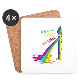 spargel, regenbogen,kotzender spargel, bunt - Untersetzer (4er-Set) - Weiß - Vorne