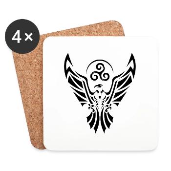 Aigle noir - Dessous de verre (lot de 4) - blanc - Devant