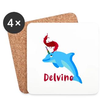 delvino,delfin,vino,wein,rotwein - Untersetzer (4er-Set) - Weiß - Vorne