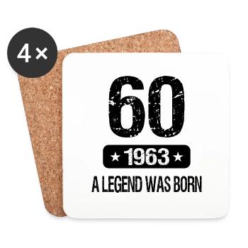 60th Birthday 1963 A LEGEND WAS BORN - Coasters (set of 4) - white - Front