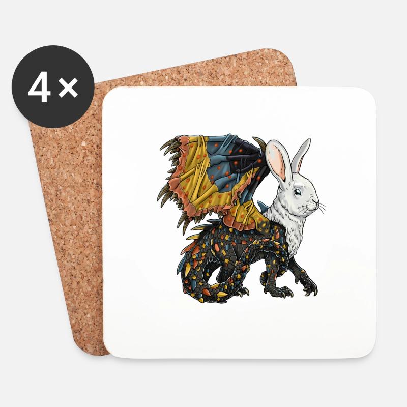 Phantastisches Lebewesen: halb Drache, halb Hase. - Untersetzer (4er-Set) - Weiß