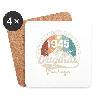 Rétro 1945 Cadeau Anniversaire 1945 Vintage 1945 - Dessous de verre (lot de 4) - blanc - Devant