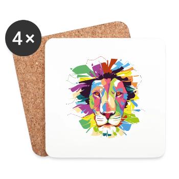 Colorful lion's head - Coasters (set of 4) - white - Front