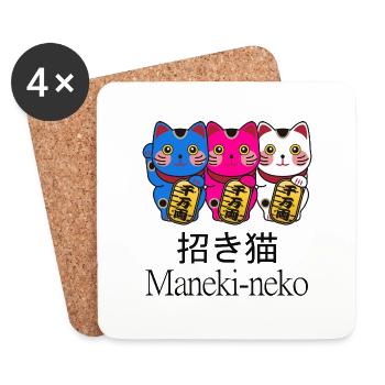 bunte winkekatzen Maneki neko - Untersetzer (4er-Set) - Weiß - Vorne