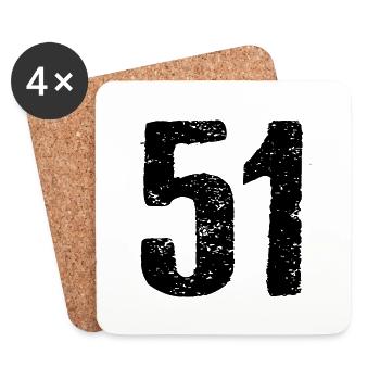 51 Zahl Vintage - Untersetzer (4er-Set) - Weiß - Vorne