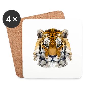 Tigre - Dessous de verre (lot de 4) - blanc - Devant