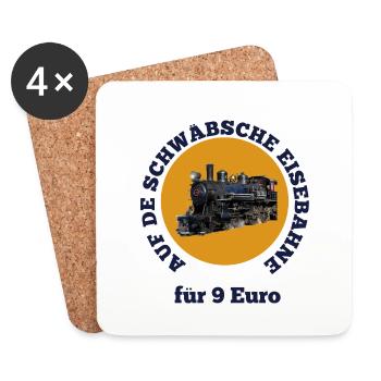 Auf der schwäbischen Eisenbahn für 9 Euro - Untersetzer (4er-Set) - Weiß - Vorne
