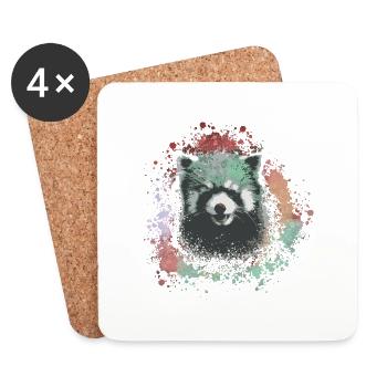 Roter panda ,Graffiti, Malerei,pandabär, bär, bunt - Untersetzer (4er-Set) - Weiß - Vorne