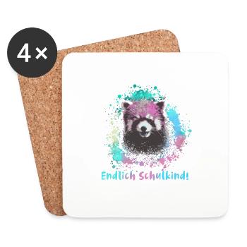 Roter panda ,Malerei,pandabär, endlich schulkind - Untersetzer (4er-Set) - Weiß - Vorne