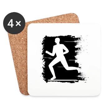 Jogging - Running Running Man Fitness - Coasters (set of 4) - white - Front