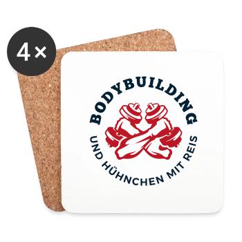 Hühnchen mit Reis 2 - Untersetzer (4er-Set) - Weiß - Vorne