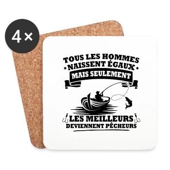 Les meilleurs deviennent pêcheurs - Dessous de verre (lot de 4) - blanc - Devant