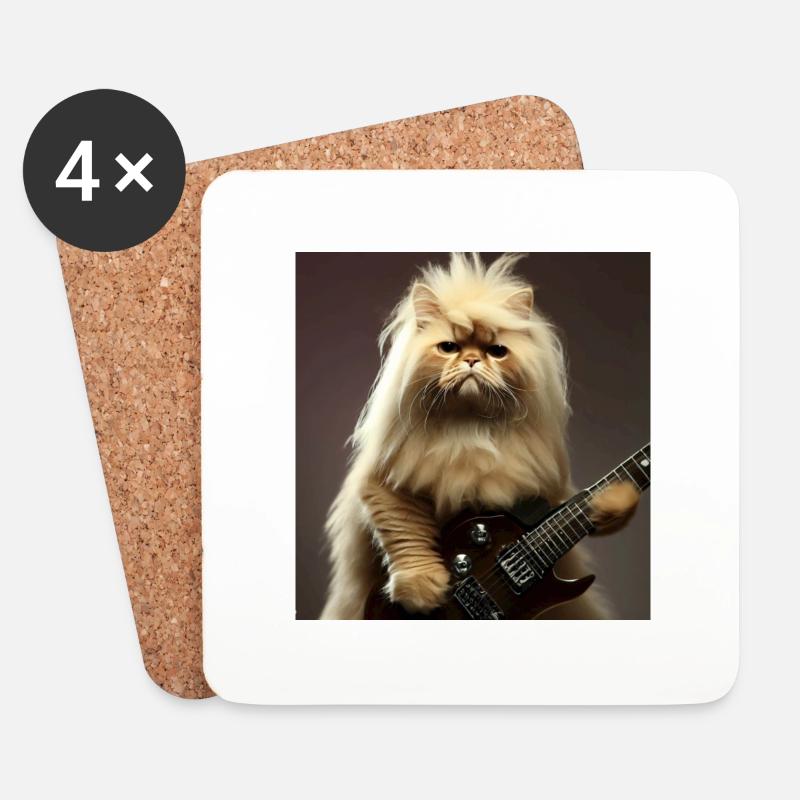 Perserkatze Negan als Rocker - Untersetzer (4er-Set) - Weiß