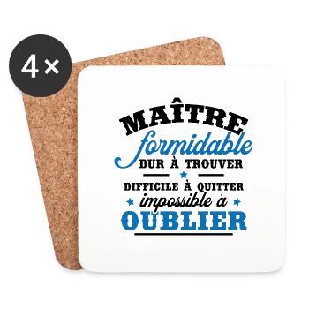 Merci maitresse formidable, Cadeau maîtresse école - Dessous de verre (lot de 4) - blanc - Devant