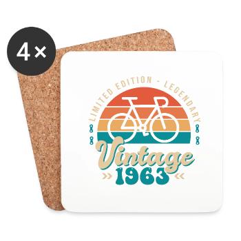 1963 Jubiläum 60 Jahre Radfahrer - Untersetzer (4er-Set) - Weiß - Vorne