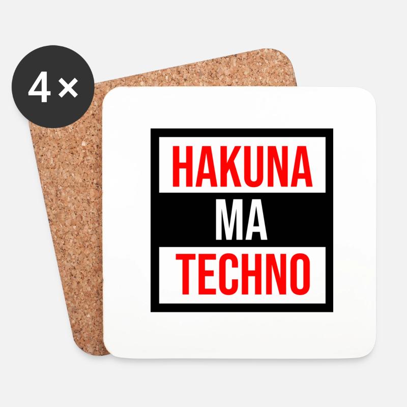 Hakuna Techno Zitat - Untersetzer (4er-Set) - Weiß