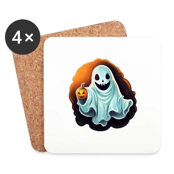 Fantôme d’Halloween - Dessous de verre (lot de 4) - blanc - Devant
