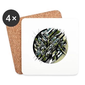 Abstract Tactical Swirl - Coasters (set of 4) - white - Front