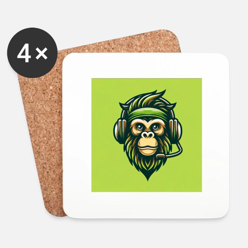 Gaming Monkey - Untersetzer (4er-Set) - Weiß