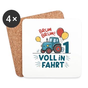 Cooler Traktor 1. Geburtstag: Bestseller Geschenk! - Untersetzer (4er-Set) - Weiß - Vorne