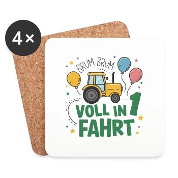 Cooler Traktor 1. Geburtstag: Bestseller Geschenk! - Untersetzer (4er-Set) - Weiß - Vorne