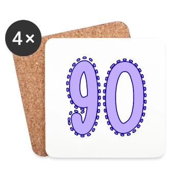 90. 90 ANS. 90e ANNIVERSAIRE. ANNIVERSAIRE 90 ANS. - Dessous de verre (lot de 4) - blanc - Devant