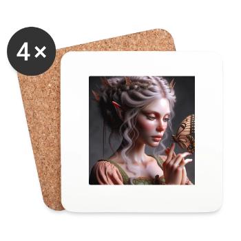 Fairy and butterfly. - Coasters (set of 4) - white - Front