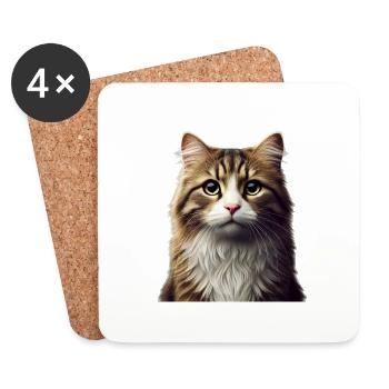 Katze - Untersetzer (4er-Set) - Weiß - Vorne