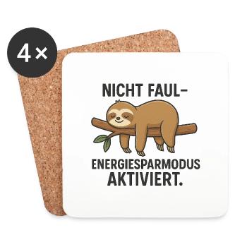 Not lazy - power saving mode - Coasters (set of 4) - white - Front
