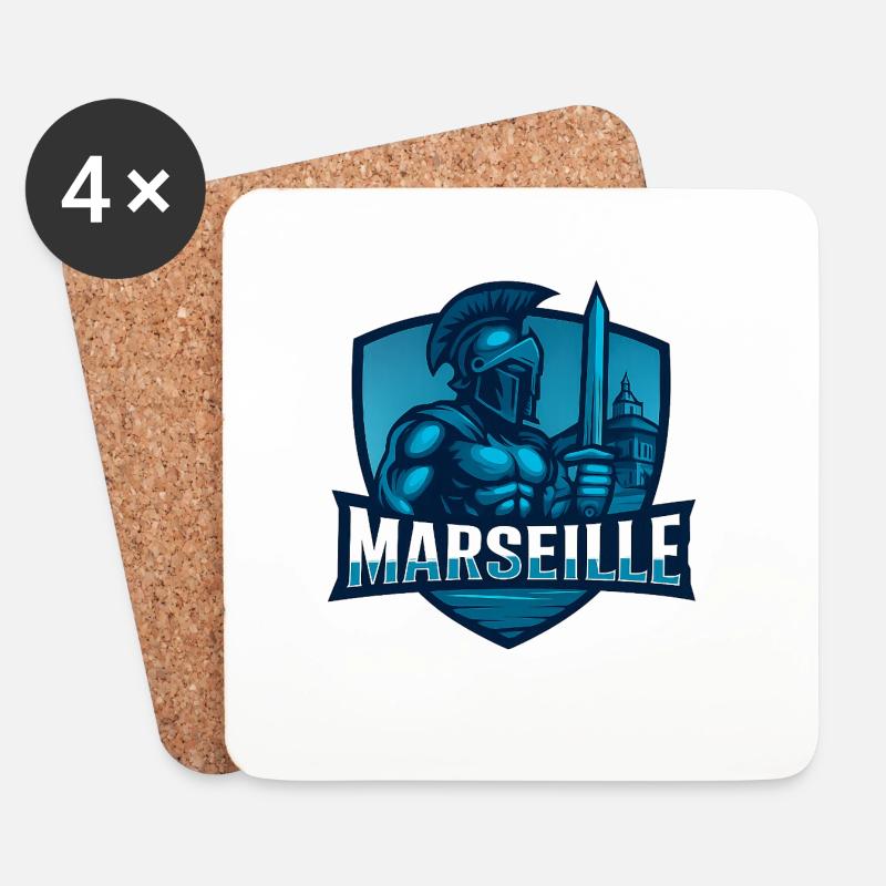 Marseille T-shirt - Untersetzer (4er-Set) - Weiß