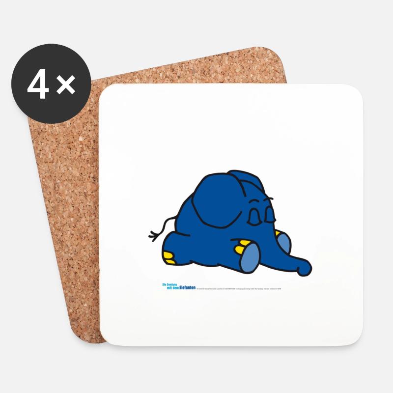 Der Elefant - schlafend - Untersetzer (4er-Set) - Weiß