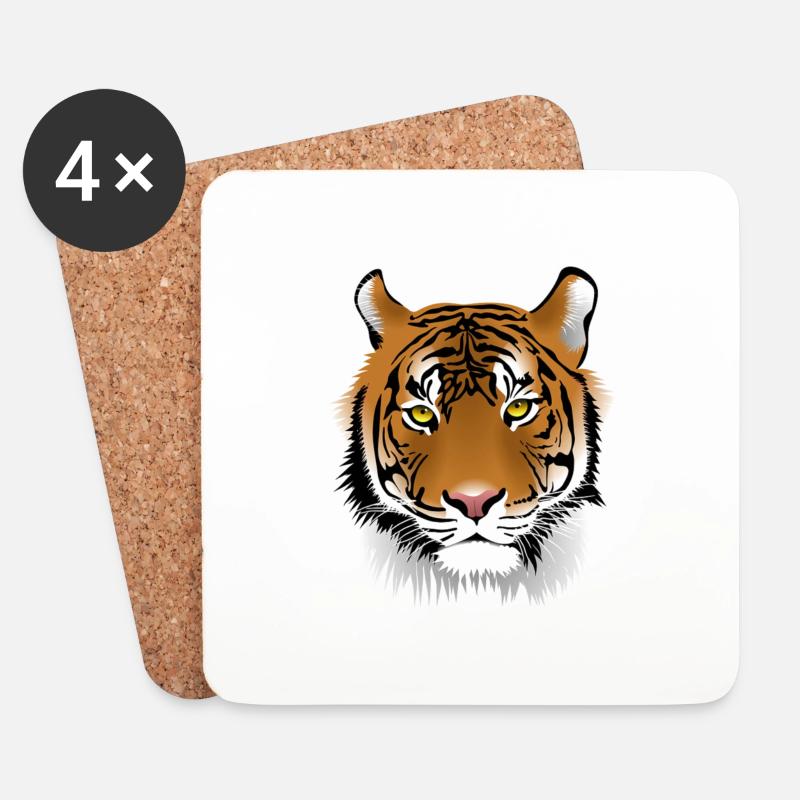 Tiger - Untersetzer (4er-Set) - Weiß